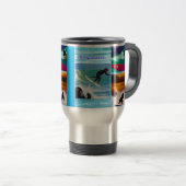 チンパンジーサーフィンフォトコラージュ、タンブラー トラベルマグ (正面右)