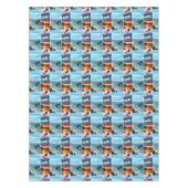 チンパンジーサーフィンフォトコラージュ、テーブルクロス テーブルクロス (正面)