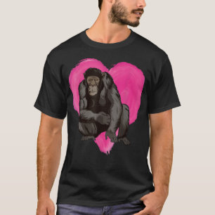 チンパンジーハートデザインエイプリラブラバーチムパンゼス Tシャツ