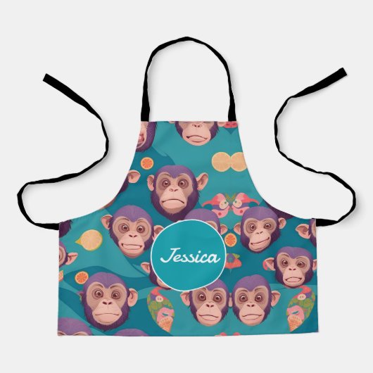 チンパンジーパステルカラフルパタパーソナライズされたーン エプロン (正面)