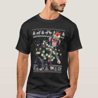 チンパンジーモンキー醜いクリスマスパジャマクリスマスモンケ Tシャツ