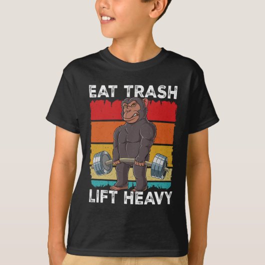 チンパンジー体重訓練食べゴミリフトHeav Tシャツ (正面)