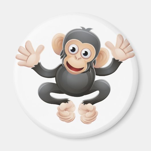チンパンジー動物の漫画のキャラクター マグネット (正面)