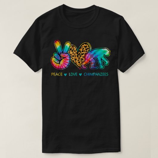 チンパンジー図形デザイン絞り染め Tシャツ (デザイン正面)