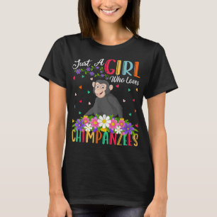チンパンジー好きチンパンジーを愛する女の子 Tシャツ