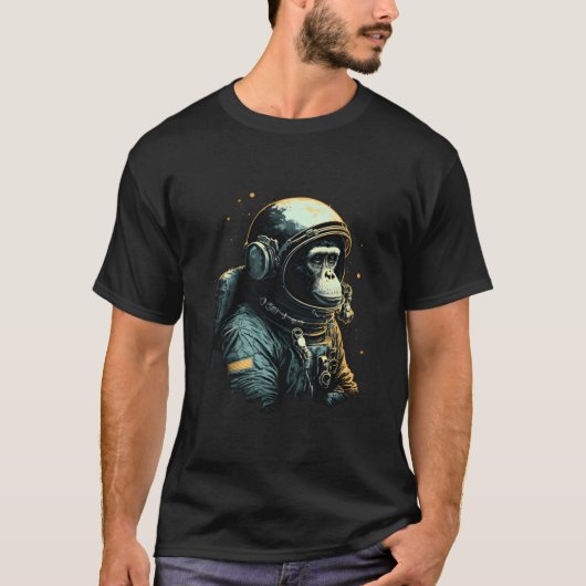 チンパンジー宇宙宇宙飛行士旅行モンキーヴィンテージD Tシャツ (正面)