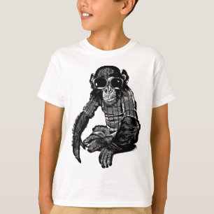 チンパンジー猿サングラスを着てオリジナルアート Tシャツ