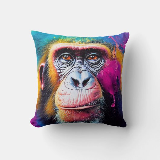 チンパンジー猿動物ディスカバリーアドベンチャー自然 クッション (正面)