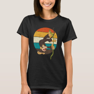 チンパンジー猿動物動物レトロサル Tシャツ