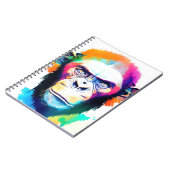 チンパンジー猿野生自然動物カラーアートパイン ノートブック (左側)