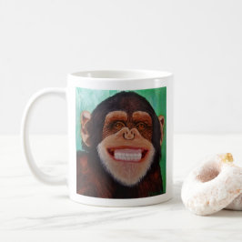 チンパンジー笑顔モンキープリント コーヒーマグカップ