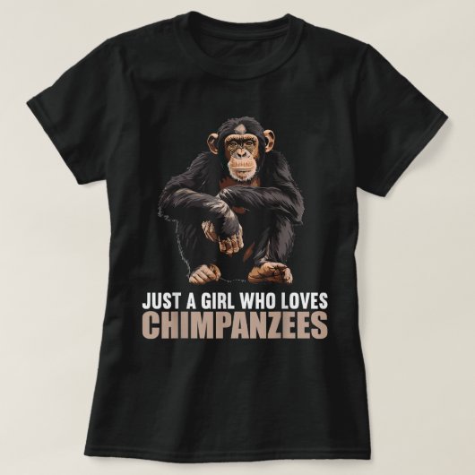 チンパンジー・チンパンジーを愛する女の子 Tシャツ (デザイン正面)