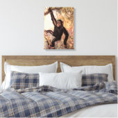 チンパンジー・モンキーバイCE Swan,ヴィンテージ野生動物 キャンバスプリント (インサイチュ (寝室))