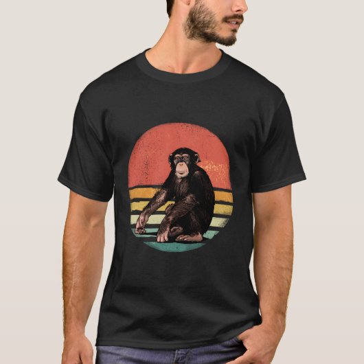 チンパンジー・モンキーワイルドフォレスト動物 Tシャツ (正面)