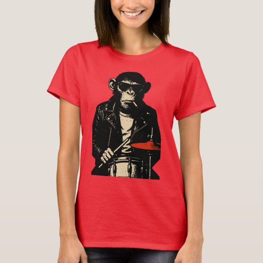 チンパンジー・リベル・ドラマー Tシャツ (正面)