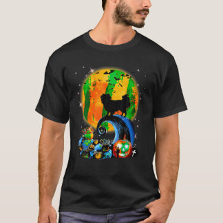 チン日本のとイエロームーンハロウィンおもしろい犬 Tシャツ