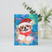 チン日本のは犬のクリスマスを育てる シーズンポストカード (スタンド正面)