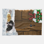 チン日本のクリスマス キッチンタオル (横)