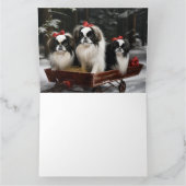 チン日本のスノイそりクリスマスデコール カード (内部)