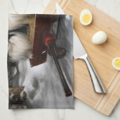 チン日本のスノイそりクリスマスデコール キッチンタオル (四つ折り)