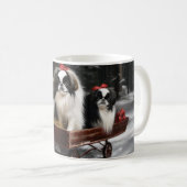 チン日本のスノイそりクリスマスデコール コーヒーマグカップ (正面右)