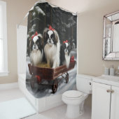 チン日本のスノイそりクリスマスデコール シャワーカーテン (インサイチュ)