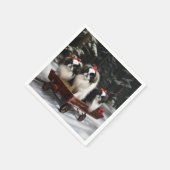 チン日本のスノイそりクリスマスデコール スタンダードカクテルナプキン (角)