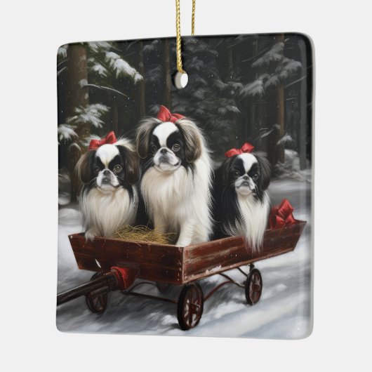 チン日本のスノイそりクリスマスデコール セラミックオーナメント (左)