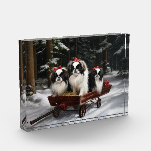 チン日本のスノイそりクリスマスデコール フォトブロック (左)