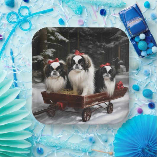 チン日本のスノイそりクリスマスデコール ペーパープレート (パーティー)