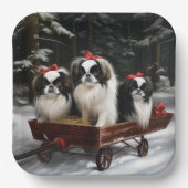 チン日本のスノイそりクリスマスデコール ペーパープレート (正面)