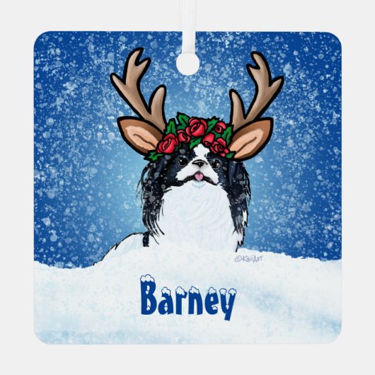 チン日本のトナカイ メタルオーナメント (裏面)