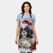 チン日本のドグクリスマスフェスティバル エプロン (着用した状態)