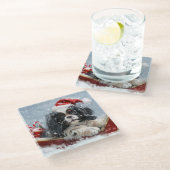 チン日本のドグクリスマスフェスティバル ガラスコースター (アングル)