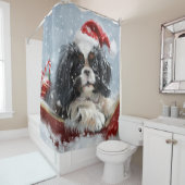チン日本のドグクリスマスフェスティバル シャワーカーテン (インサイチュ)