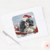 チン日本のドグクリスマスフェスティバル スクエアシール (封筒)