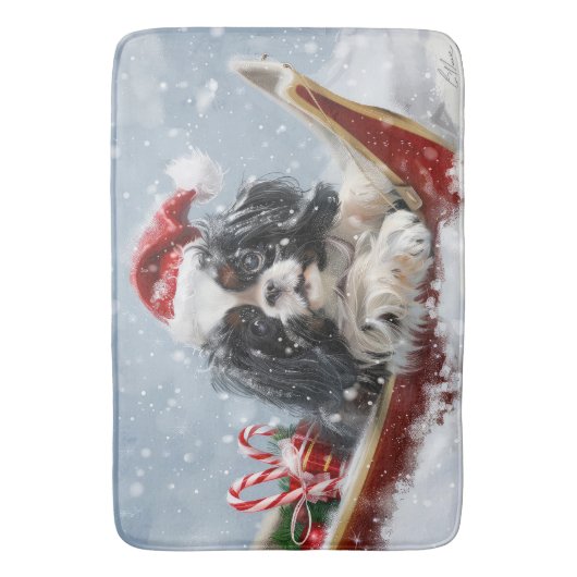 チン日本のドグクリスマスフェスティバル バスマット (正面縦)