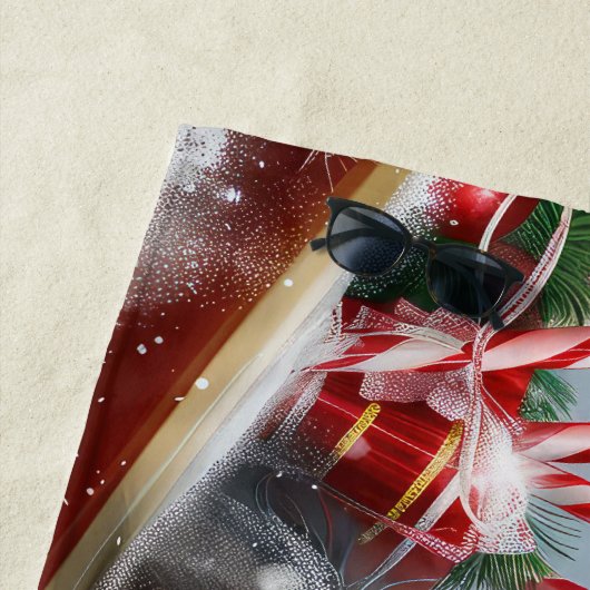 チン日本のドグクリスマスフェスティバル ビーチタオル (インサイチュ)