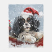 チン日本のドグクリスマスフェスティバル フリースブランケット (正面)