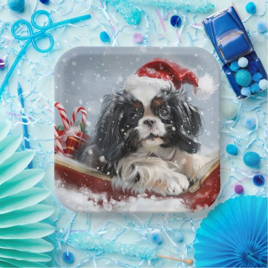 チン日本のドグクリスマスフェスティバル ペーパープレート (パーティー)