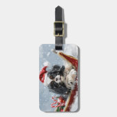 チン日本のドグクリスマスフェスティバル ラゲッジタグ (正面縦)