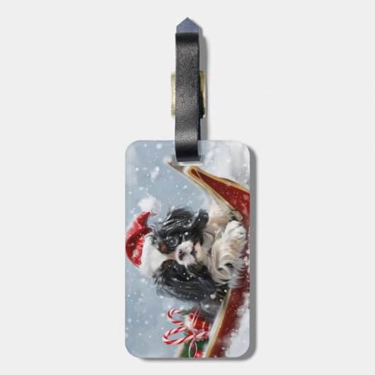チン日本のドグクリスマスフェスティバル ラゲッジタグ (裏面縦)