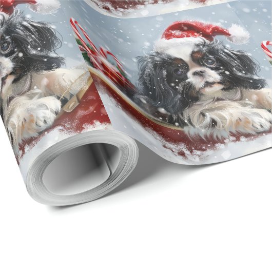 チン日本のドグクリスマスフェスティバル ラッピングペーパー (ロールコーナー)