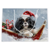 チン日本のドグクリスマスフェスティバル ラージペーパーバッグ (正面)