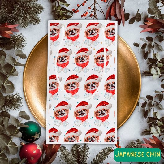チン日本のドッグがクリスマススターを育む スモールペーパーバッグ