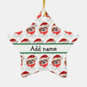 チン日本のドッグがクリスマススターを育む セラミックオーナメント (裏面)
