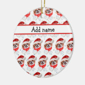 チン日本のドッグがクリスマススターを育む セラミックオーナメント (左)