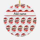 チン日本のドッグがクリスマススターを育む セラミックオーナメント (裏面)