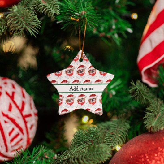 チン日本のドッグがクリスマススターを育む セラミックオーナメント