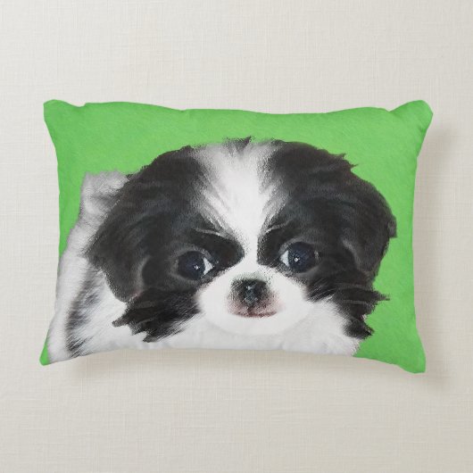 チン日本のパピー絵画ズ – Dog Art アクセントクッション (裏面)